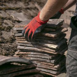 Removing old roof tiles