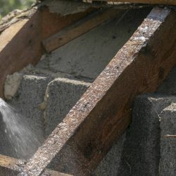 Damaged roof timbers